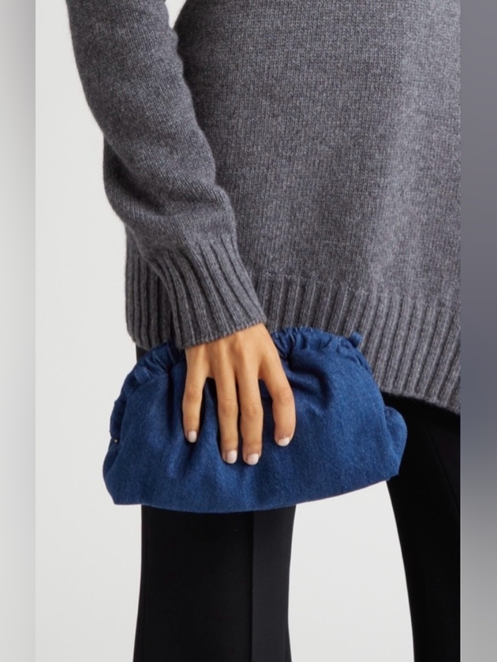 Mansur Gavriel Denim Mini Cloud Clutch Crossbody Bag - Picture 3 of 11